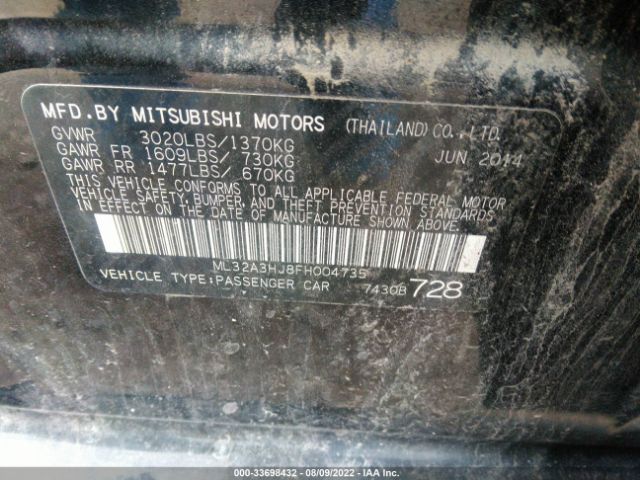 Photo 8 VIN: ML32A3HJ8FH004735 - MITSUBISHI MIRAGE 