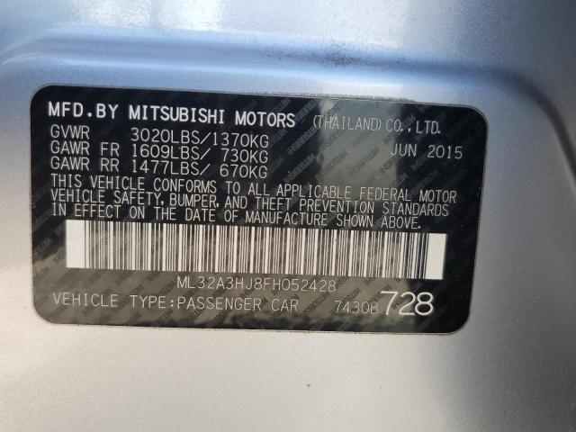 Photo 9 VIN: ML32A3HJ8FH052428 - MITSUBISHI MIRAGE DE 