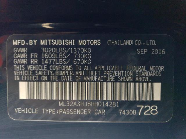 Photo 11 VIN: ML32A3HJ8HH014281 - MITSUBISHI MIRAGE ES 