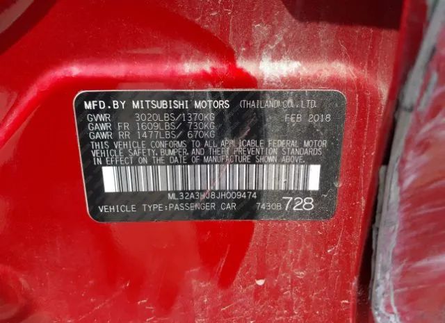 Photo 8 VIN: ML32A3HJ8JH009474 - MITSUBISHI MIRAGE 