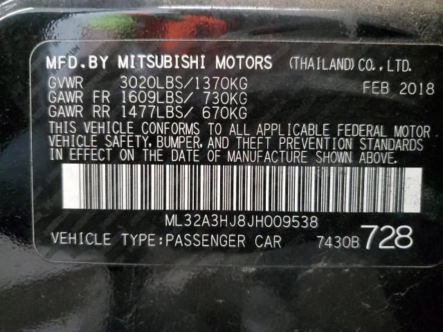 Photo 11 VIN: ML32A3HJ8JH009538 - MITSUBISHI MIRAGE ES 