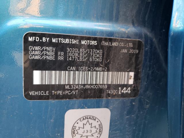 Photo 9 VIN: ML32A3HJ8KH007659 - MITSUBISHI MIRAGE ES 