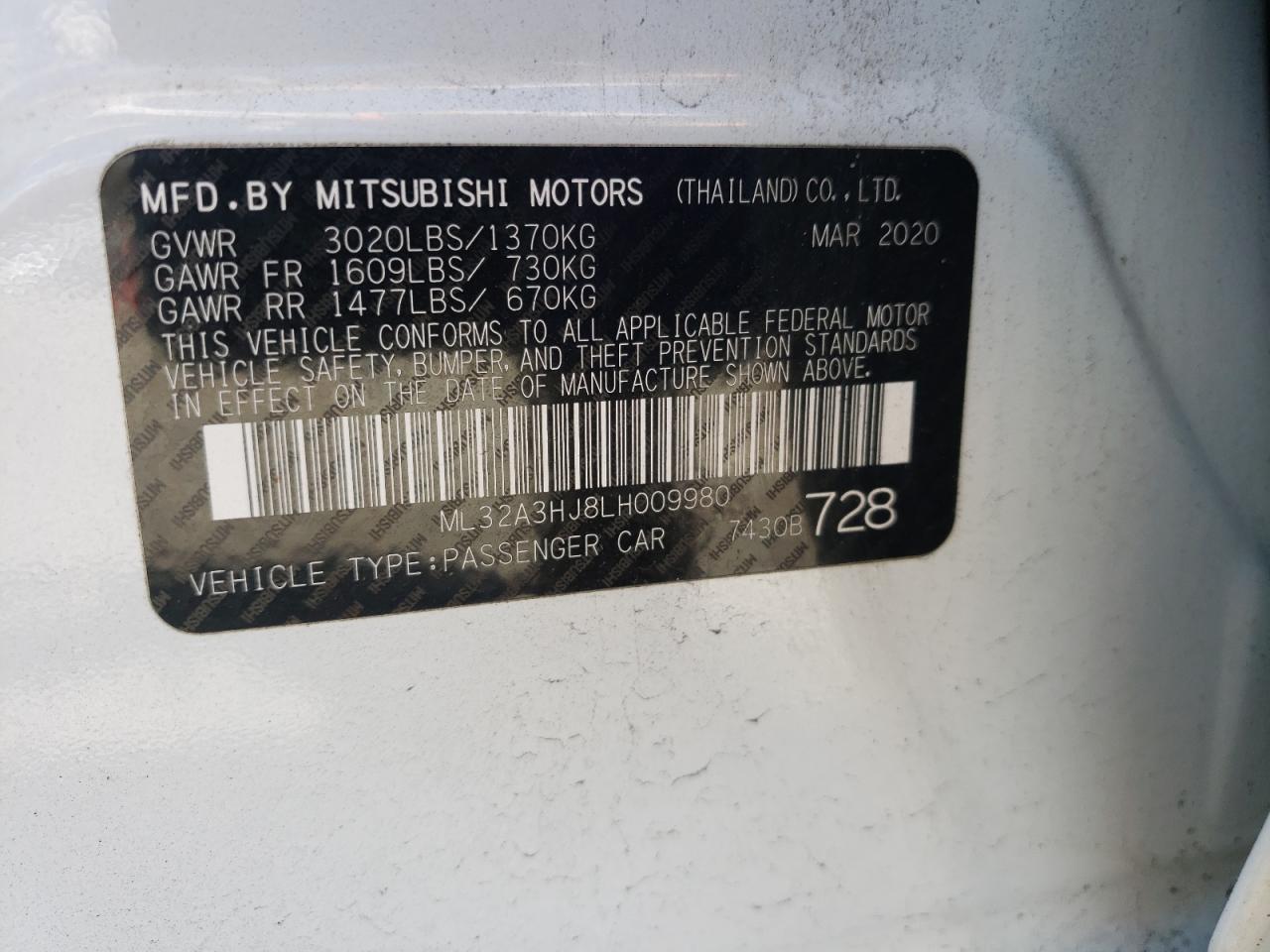 Photo 11 VIN: ML32A3HJ8LH009980 - MITSUBISHI MIRAGE 