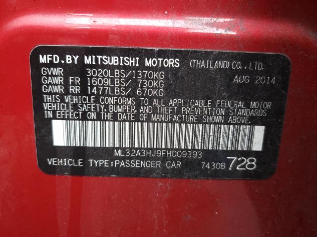 Photo 9 VIN: ML32A3HJ9FH009393 - MITSUBISHI MIRAGE DE 