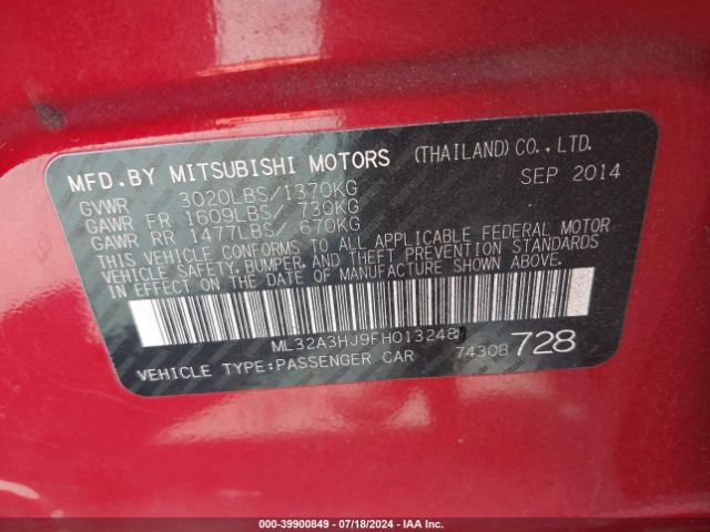 Photo 8 VIN: ML32A3HJ9FH013248 - MITSUBISHI MIRAGE 