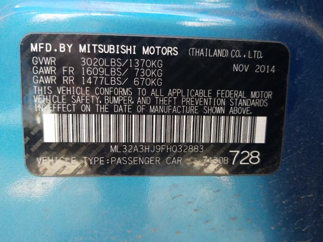 Photo 9 VIN: ML32A3HJ9FH032883 - MITSUBISHI MIRAGE DE 