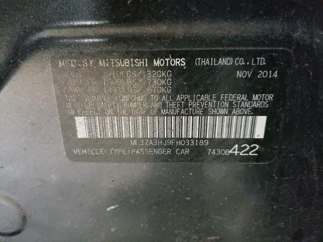 Photo 9 VIN: ML32A3HJ9FH033189 - MITSUBISHI MIRAGE DE 