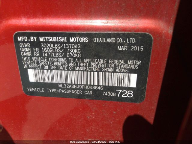 Photo 8 VIN: ML32A3HJ9FH048646 - MITSUBISHI MIRAGE 