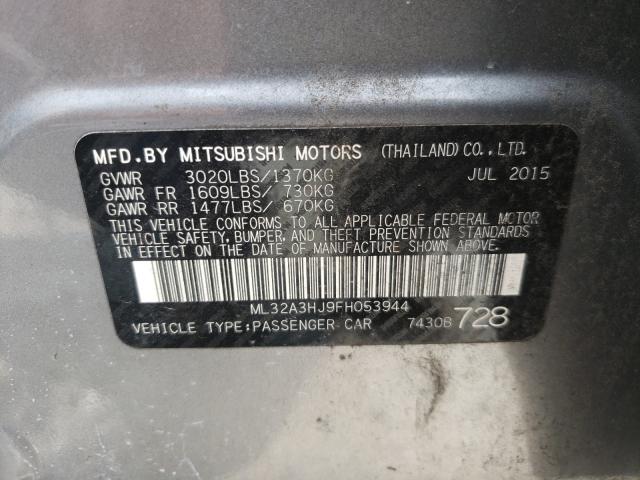 Photo 9 VIN: ML32A3HJ9FH053944 - MITSUBISHI MIRAGE DE 