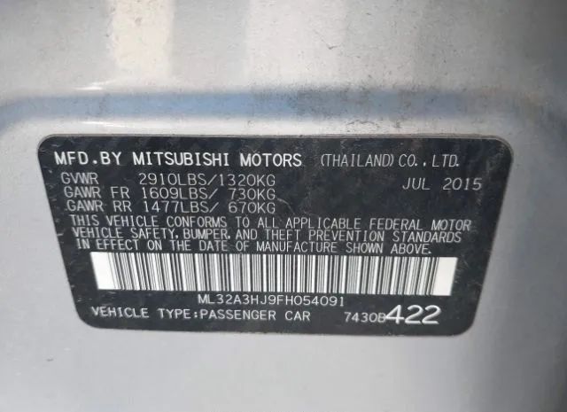 Photo 8 VIN: ML32A3HJ9FH054091 - MITSUBISHI MIRAGE 