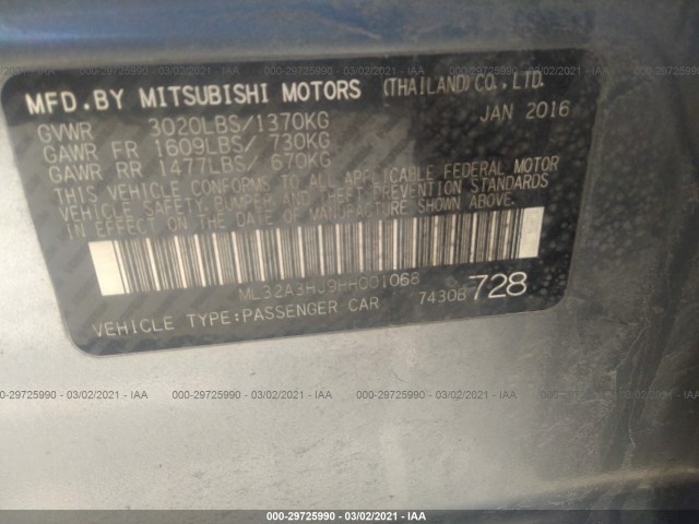 Photo 8 VIN: ML32A3HJ9HH001068 - MITSUBISHI MIRAGE 