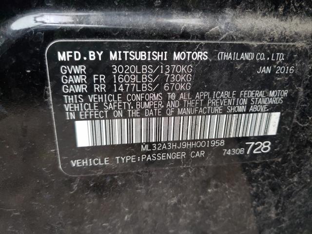 Photo 9 VIN: ML32A3HJ9HH001958 - MITSUBISHI MIRAGE ES 