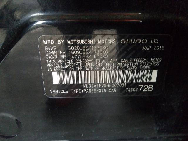 Photo 9 VIN: ML32A3HJ9HH007081 - MITSUBISHI MIRAGE 