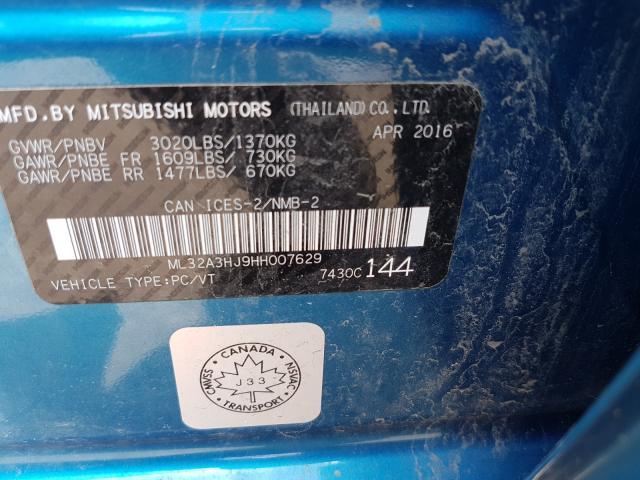 Photo 8 VIN: ML32A3HJ9HH007629 - MITSUBISHI MIRAGE ES 