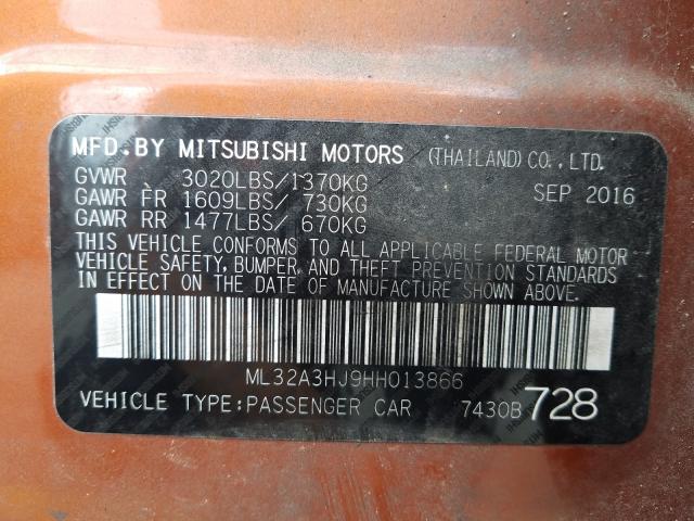 Photo 9 VIN: ML32A3HJ9HH013866 - MITSUBISHI MIRAGE ES 