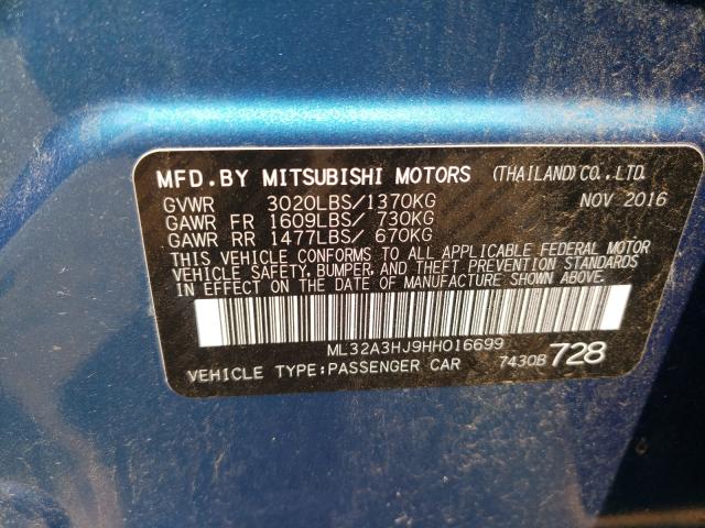 Photo 9 VIN: ML32A3HJ9HH016699 - MITSUBISHI MIRAGE ES 