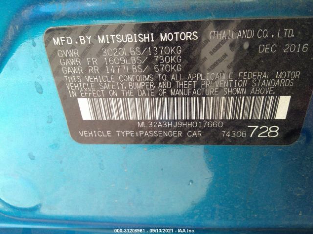 Photo 8 VIN: ML32A3HJ9HH017660 - MITSUBISHI MIRAGE 