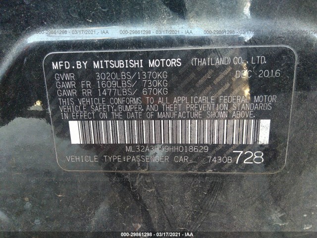 Photo 8 VIN: ML32A3HJ9HH018629 - MITSUBISHI MIRAGE 