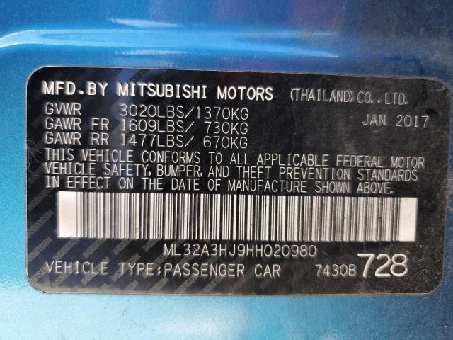 Photo 9 VIN: ML32A3HJ9HH020980 - MITSUBISHI MIRAGE ES 