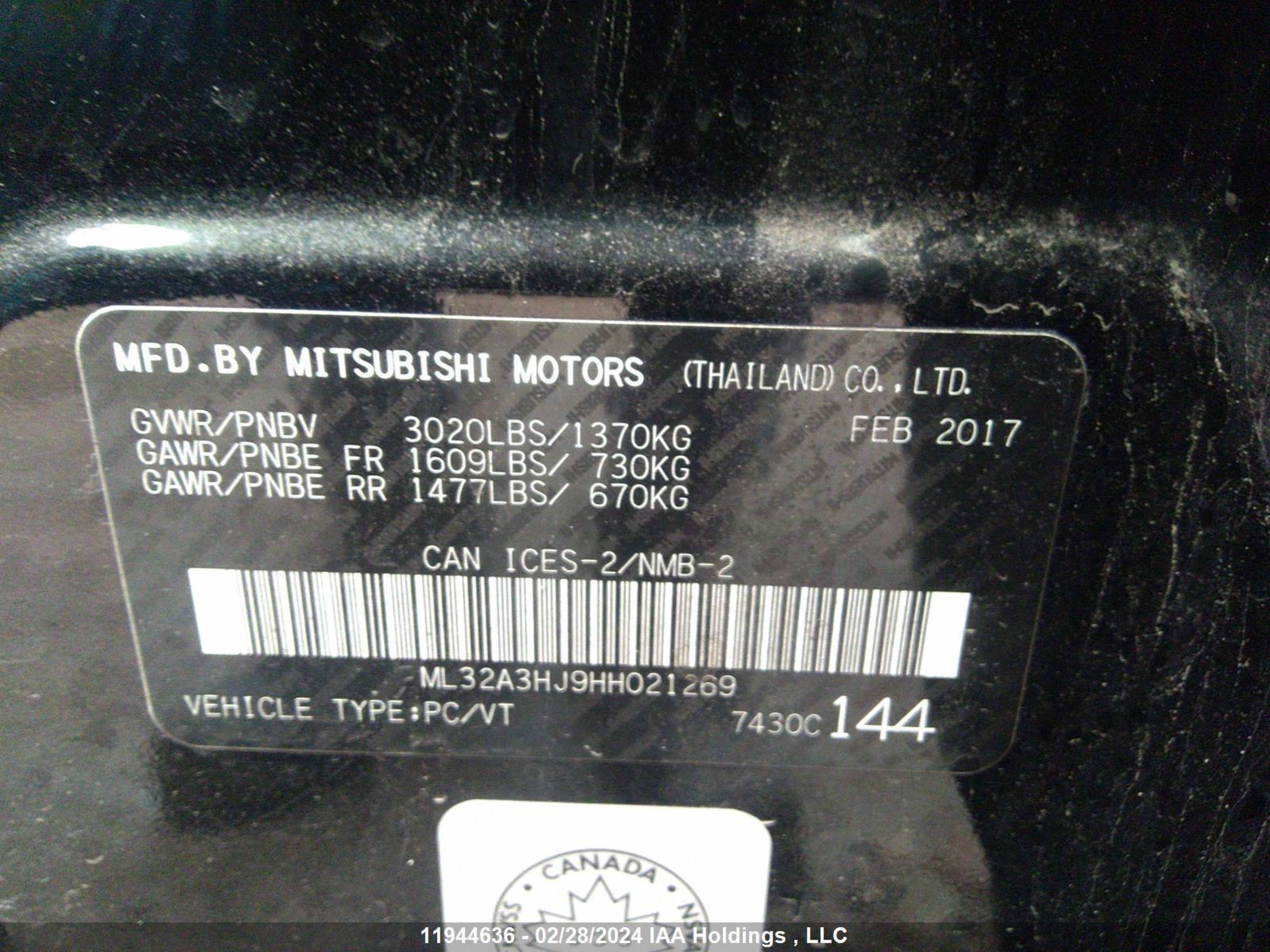 Photo 8 VIN: ML32A3HJ9HH021269 - MITSUBISHI MIRAGE 