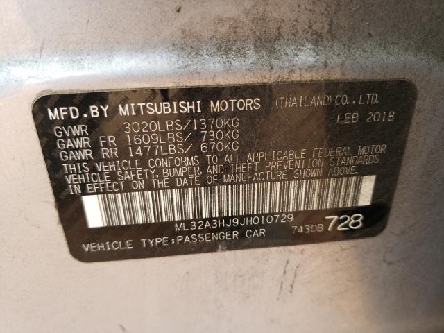 Photo 9 VIN: ML32A3HJ9JH010729 - MITSUBISHI MIRAGE ES 