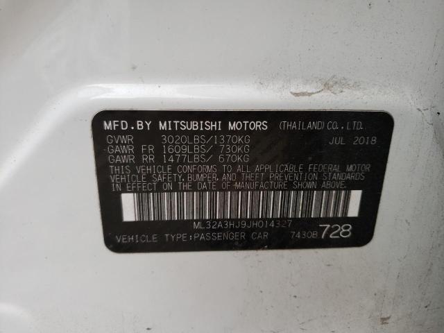 Photo 9 VIN: ML32A3HJ9JH014327 - MITSUBISHI MIRAGE ES 