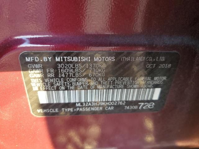 Photo 11 VIN: ML32A3HJ9KH002762 - MITSUBISHI MIRAGE ES 