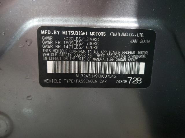 Photo 11 VIN: ML32A3HJ9KH007542 - MITSUBISHI MIRAGE ES 