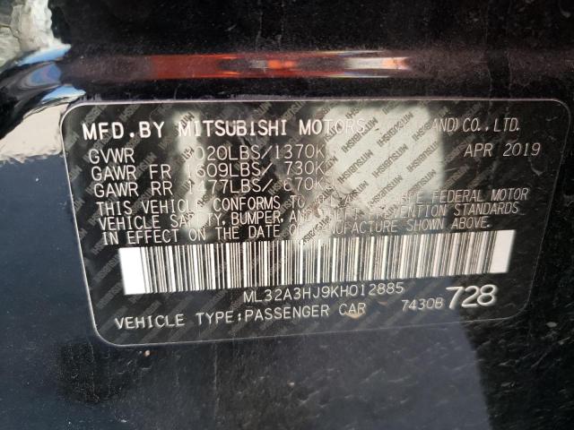 Photo 9 VIN: ML32A3HJ9KH012885 - MITSUBISHI MIRAGE ES 