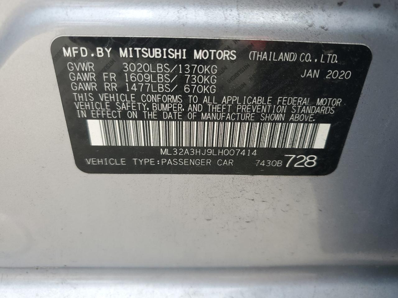 Photo 11 VIN: ML32A3HJ9LH007414 - MITSUBISHI MIRAGE 