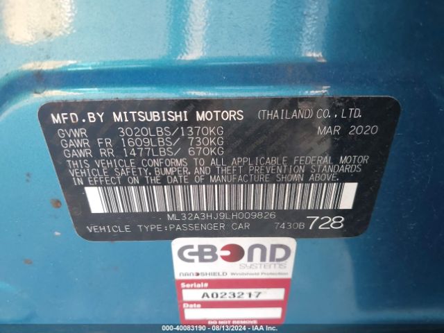 Photo 8 VIN: ML32A3HJ9LH009826 - MITSUBISHI MIRAGE 