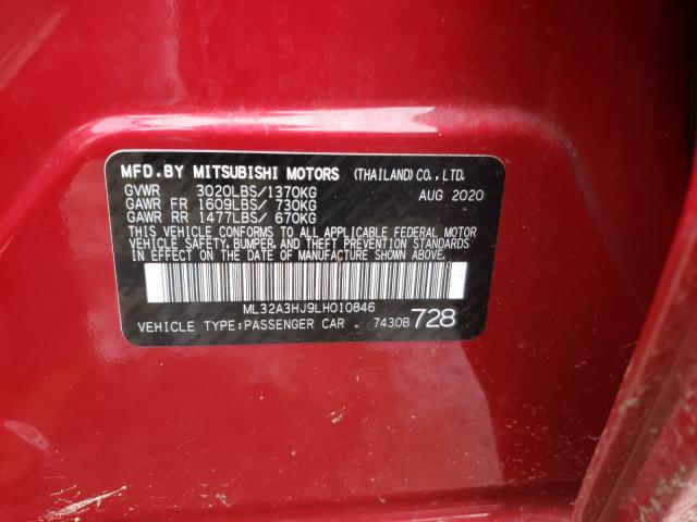 Photo 9 VIN: ML32A3HJ9LH010846 - MITSUBISHI MIRAGE ES 