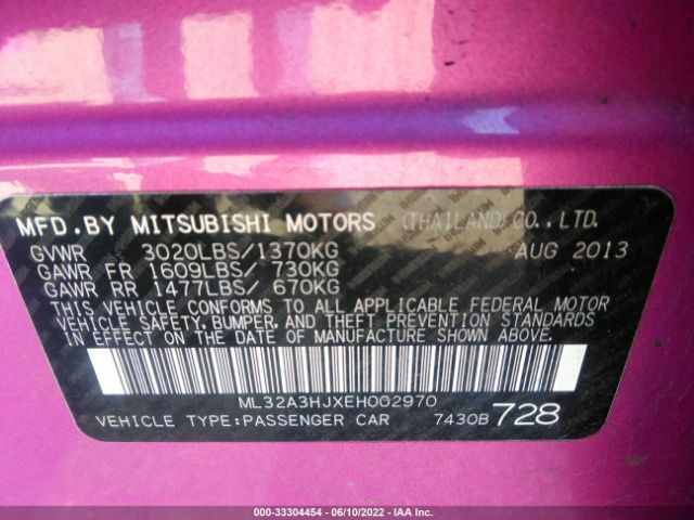 Photo 8 VIN: ML32A3HJXEH002970 - MITSUBISHI MIRAGE 