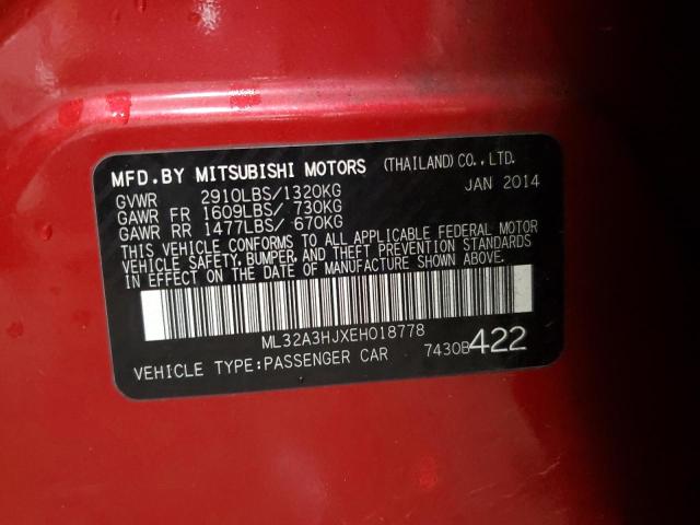 Photo 11 VIN: ML32A3HJXEH018778 - MITSUBISHI MIRAGE DE 