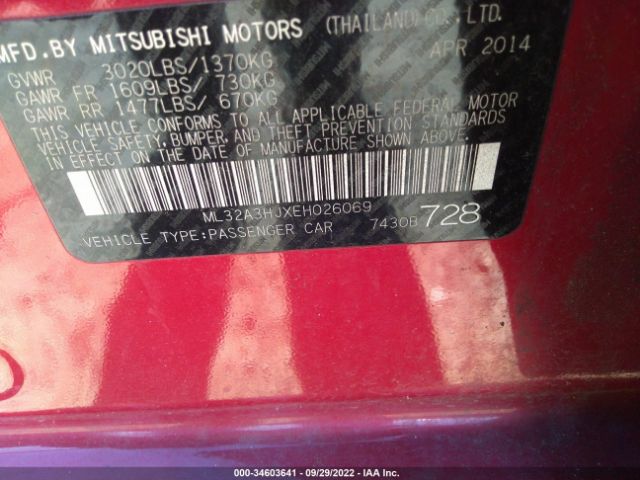 Photo 8 VIN: ML32A3HJXEH026069 - MITSUBISHI MIRAGE 