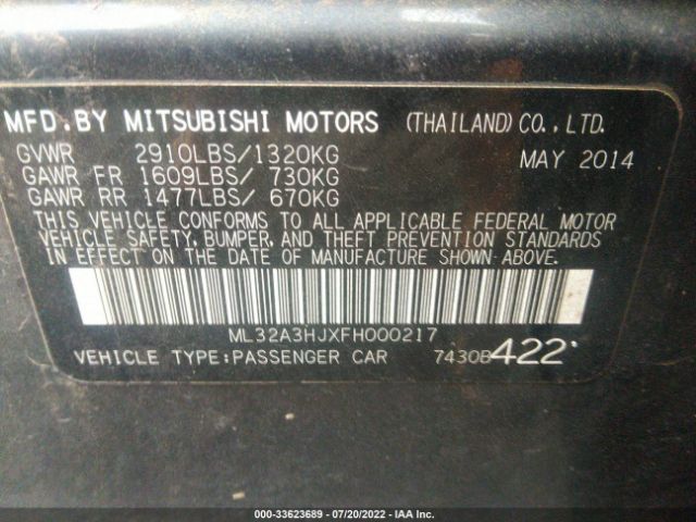 Photo 8 VIN: ML32A3HJXFH000217 - MITSUBISHI MIRAGE 