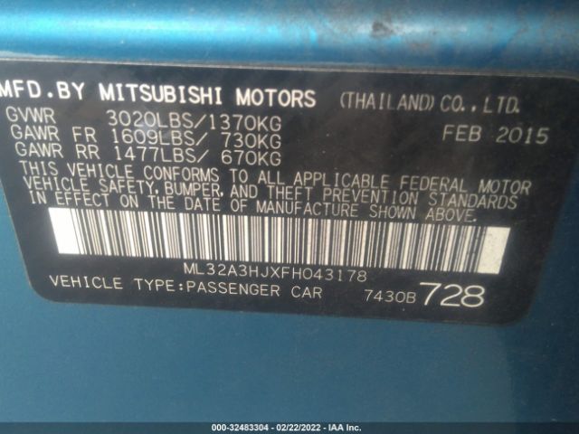 Photo 8 VIN: ML32A3HJXFH043178 - MITSUBISHI MIRAGE 