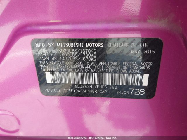 Photo 8 VIN: ML32A3HJXFH051782 - MITSUBISHI MIRAGE 