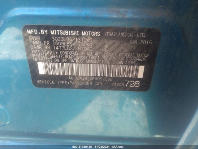 Photo 8 VIN: ML32A3HJXFH052298 - MITSUBISHI MIRAGE 