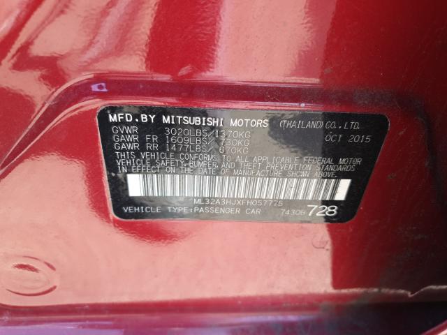 Photo 9 VIN: ML32A3HJXFH057775 - MITSUBISHI MIRAGE DE 