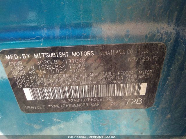 Photo 8 VIN: ML32A3HJXFH059137 - MITSUBISHI MIRAGE 