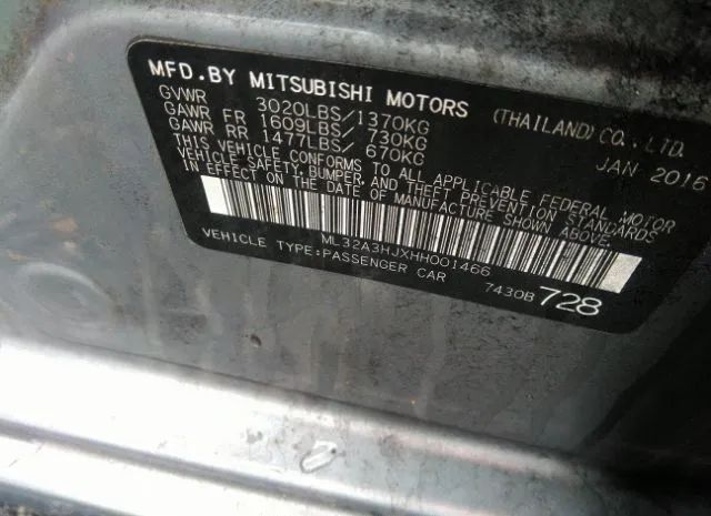 Photo 8 VIN: ML32A3HJXHH001466 - MITSUBISHI MIRAGE 