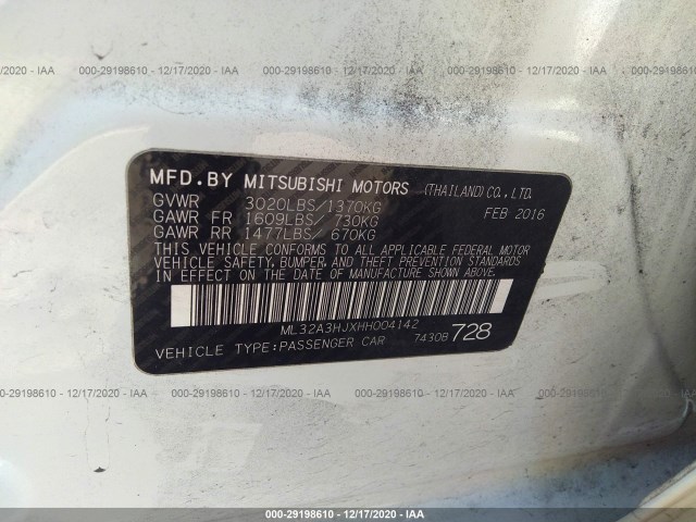 Photo 8 VIN: ML32A3HJXHH004142 - MITSUBISHI MIRAGE 