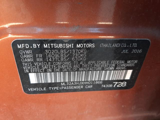 Photo 9 VIN: ML32A3HJXHH011866 - MITSUBISHI MIRAGE ES 