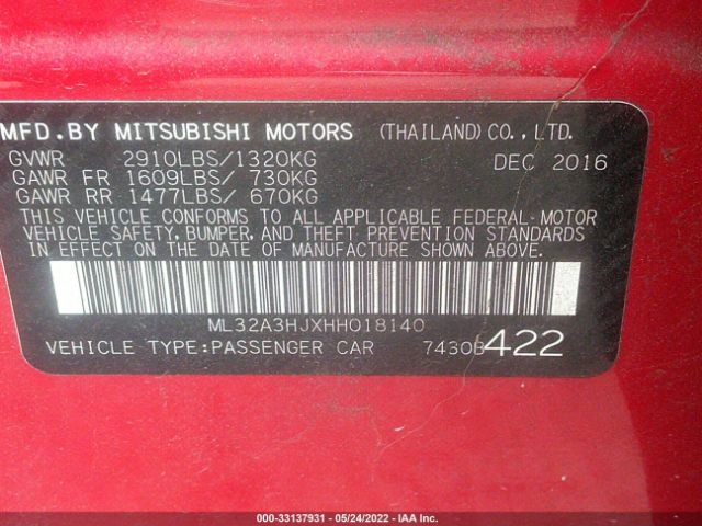 Photo 8 VIN: ML32A3HJXHH018140 - MITSUBISHI MIRAGE 