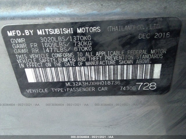 Photo 8 VIN: ML32A3HJXHH018736 - MITSUBISHI MIRAGE 