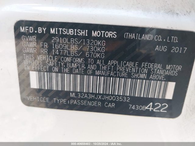 Photo 8 VIN: ML32A3HJXJH003532 - MITSUBISHI MIRAGE 