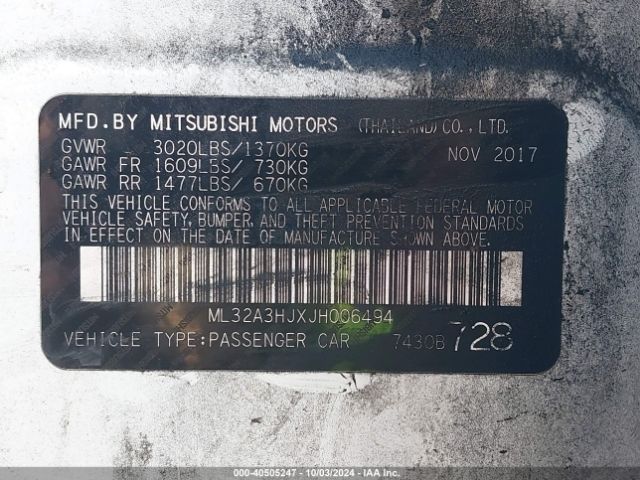 Photo 8 VIN: ML32A3HJXJH006494 - MITSUBISHI MIRAGE 