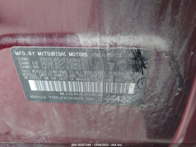 Photo 8 VIN: ML32A3HJXJH008245 - MITSUBISHI MIRAGE 