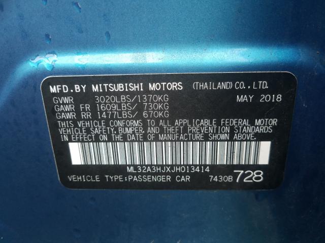 Photo 9 VIN: ML32A3HJXJH013414 - MITSUBISHI MIRAGE ES 